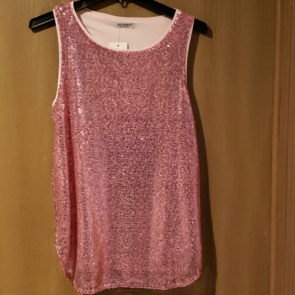 M pink sequin tank M